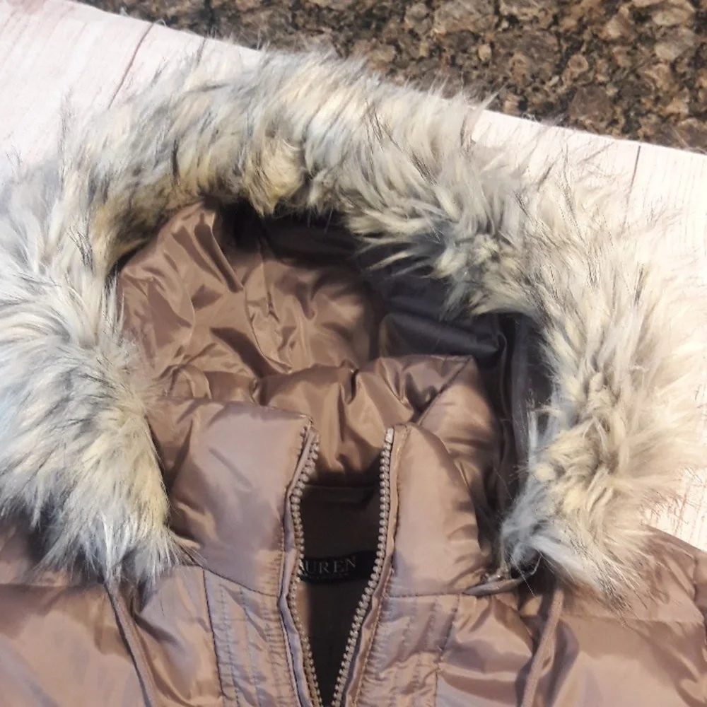 Lauren Ralph Lauren Down/waterfowl fur lined removeable hood zip up size s - Picture 12 of 15